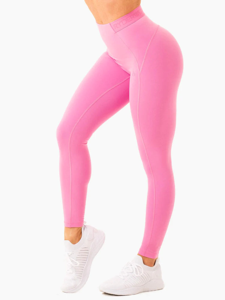 Level Up High Waisted Scrunch Leggings Pink – Fit Society